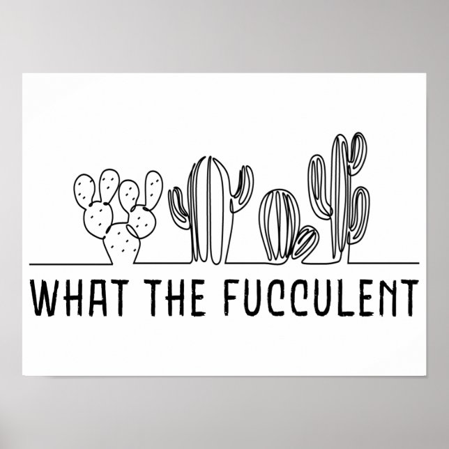Vad Den Fucculenta Kactus Sukkulent Linje Konst Me Poster (Framsidan)