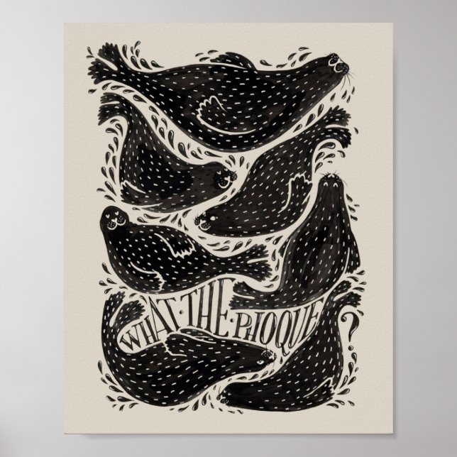 Vad Den Phoque Roliga Säl Puns Illustration Affisc Poster (Framsidan)