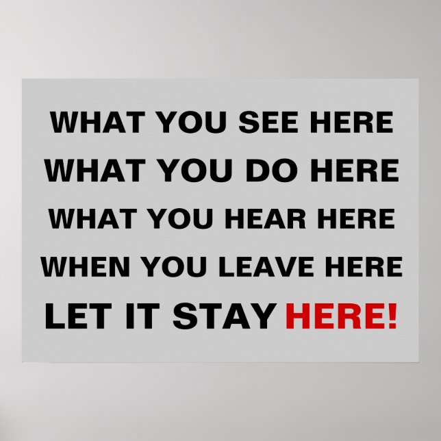 Vad du ser här, vad du gör här, vad du hör poster (Framsidan)