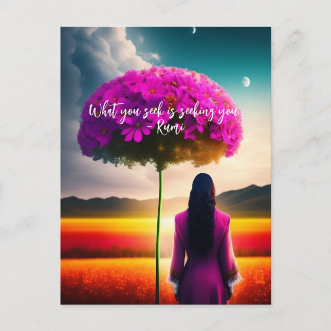 Vad du söker i Dreamscape Rumi-citatet Vykort (Framsida)