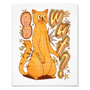 Vad? / En Orange - kattillustration Fototryck