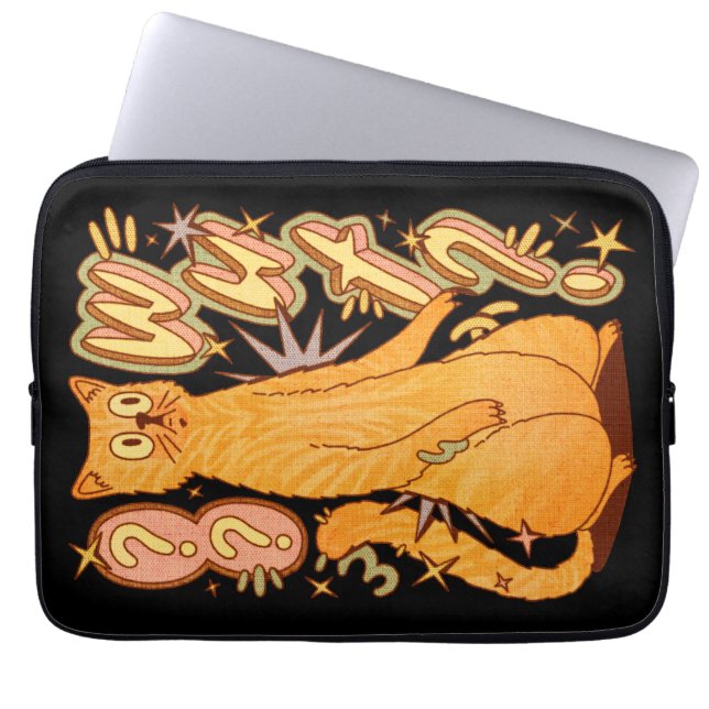 Vad? / En Orange - kattillustration Laptop Fodral (Framsidan)