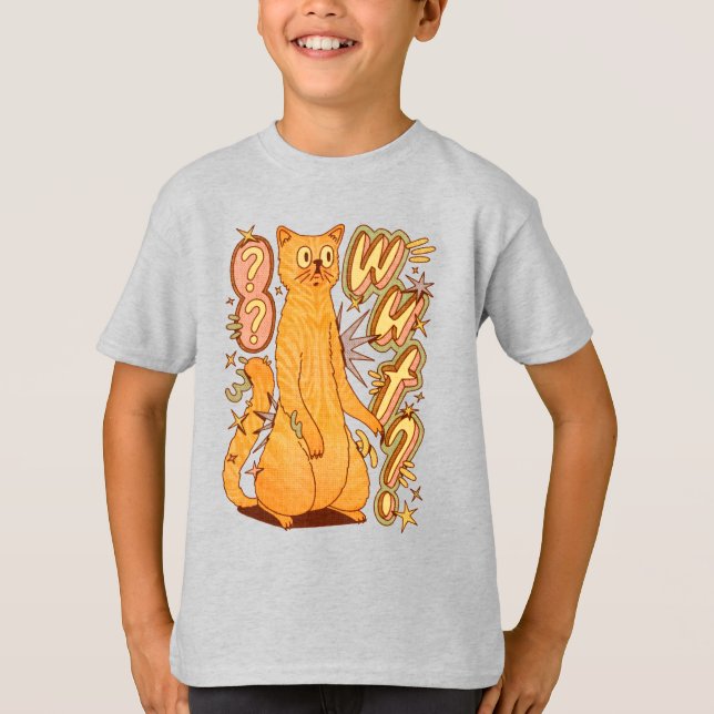 Vad? / En Orange - kattillustration T Shirt (Framsida)