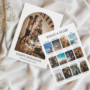 Vad ett År 12 Fotos Jul Minimalistisk Julkort