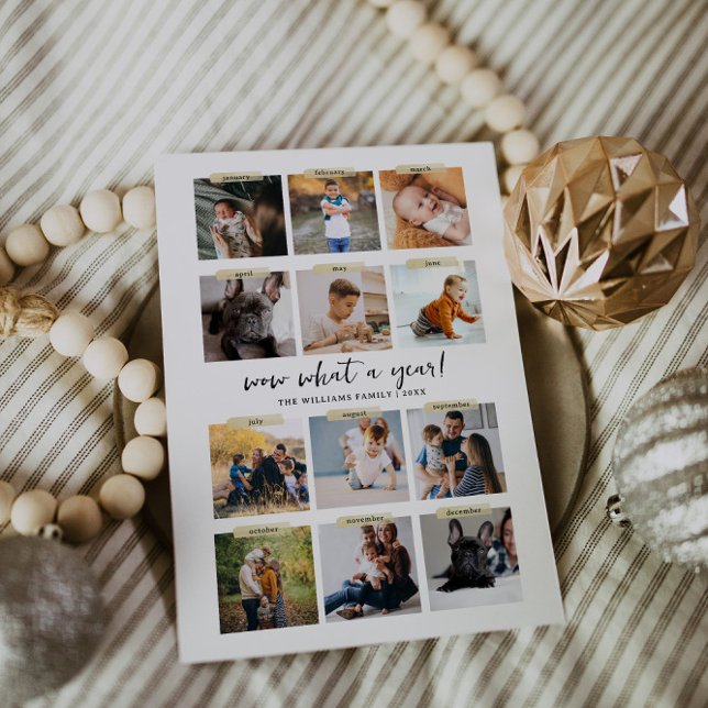 Vad ett år | 12 Photo Collage jul-Helgdag Inbjudningar (Skapare uppladdad)