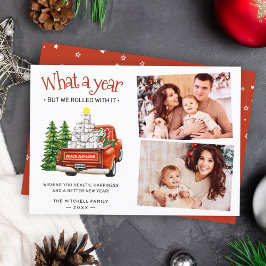 Vad ett år för roligt Toilet Papprare Julafton Trä Julkort