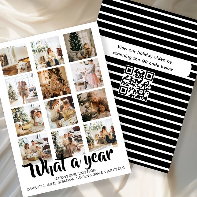 Vad ett år Interaktiv jul Personlig Julkort (What a Year Interactive Christmas Personalized Holiday Card by Ricaso. Scan QR code for message etc)