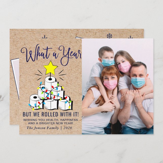 Vad ett år Jul 3 Foto Hälsning Julkort (Fram/baksida)