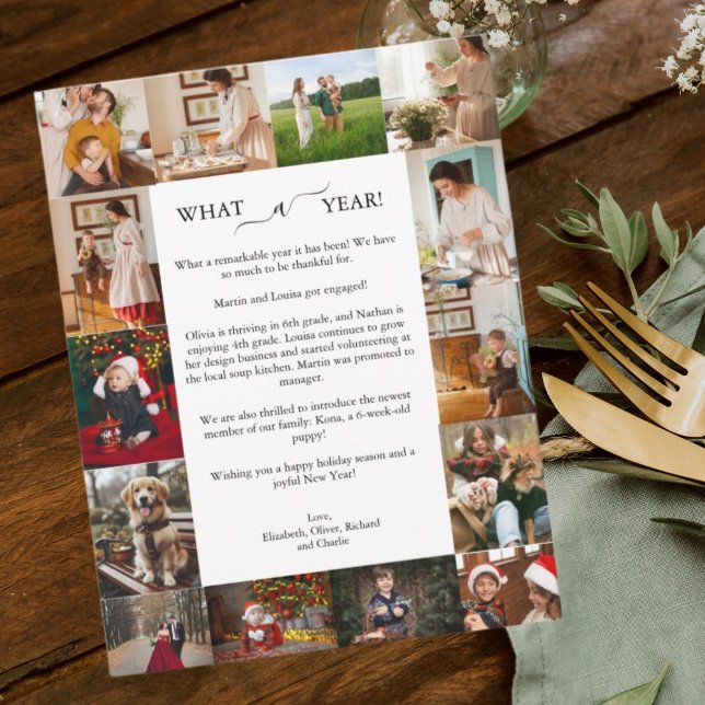Vad ett års 14:e fotokollage God jul Julkort (Skapare uppladdad)
