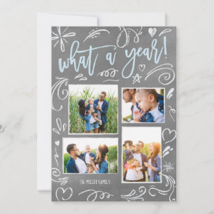 Vad ett års doodles Collage 4 Photo Julkort
