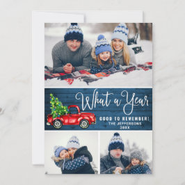 Vad ett års jullött Farm Lastbil 3-foto Julkort