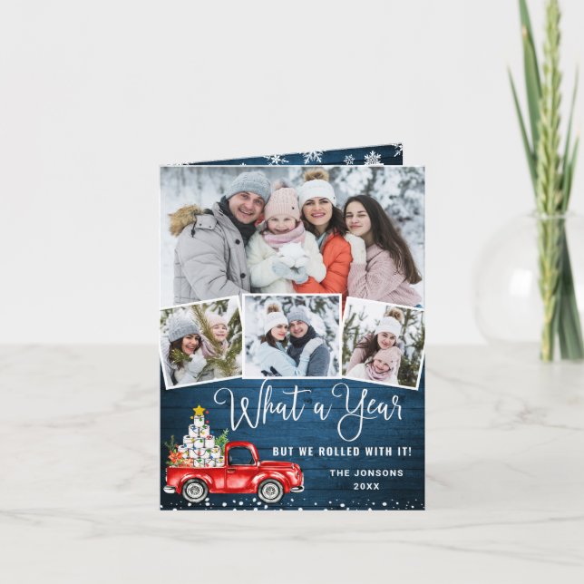 Vad ett års jullött Farm Lastbil 4 Photo Helgkort (Framsida)