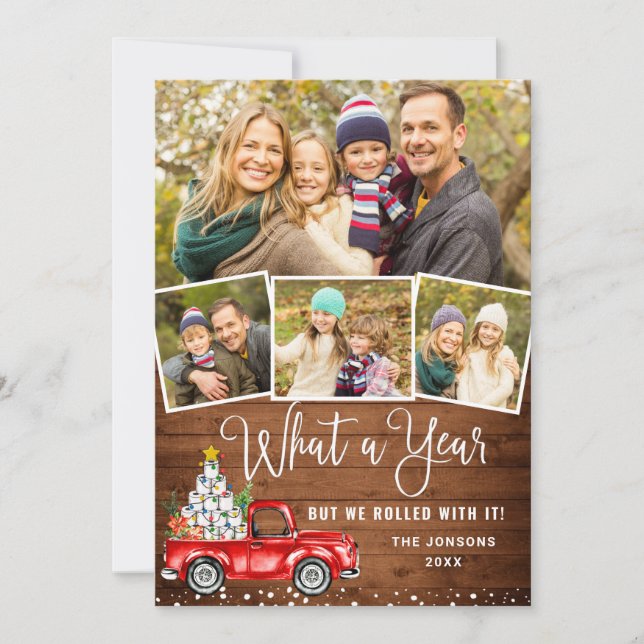 Vad ett års jullött Farm Lastbil 4 Photo Julkort (Framsida)