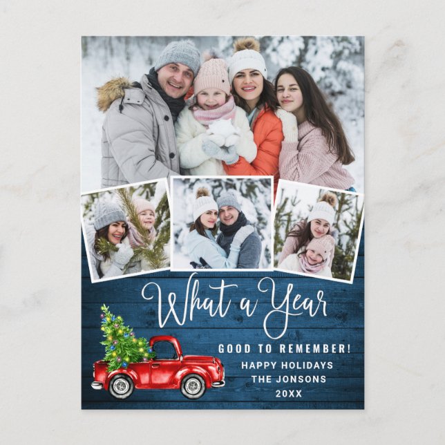 Vad ett års jullött Farm Lastbil 4 Photo Vykort (Framsida)