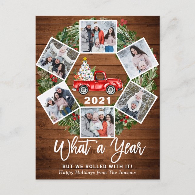 Vad ett års jullött Farm Lastbil 6 Photo Helg Vykort (Framsida)