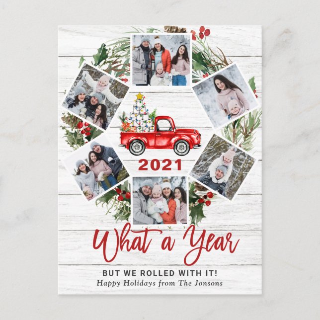 Vad ett års jullött Farm Lastbil 6 Photo Helg Vykort (Framsida)