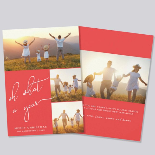 Vad ett års Red God jul Photo Helgdag Julkort (Skapare uppladdad)