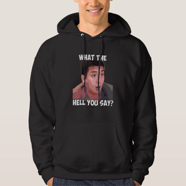 Vad fan säger du att Meme Steven citerar? Hoodie (Framsida)