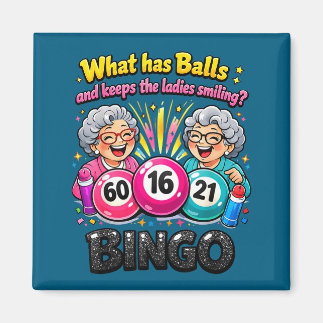 Vad får och håller damerna leende rolig bingo  magnet (Framsidan)