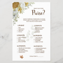 Vad finns i din handväska Boho Höst Bröllopsdusch  Flygblad