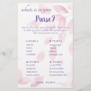Vad finns i din Purse? Spelkort Flygblad
