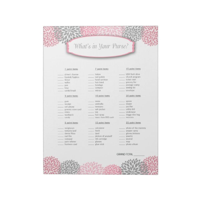 Vad finns i din Rosa Grått Grått Dahlia Game? Anteckningsblock (Roterad)