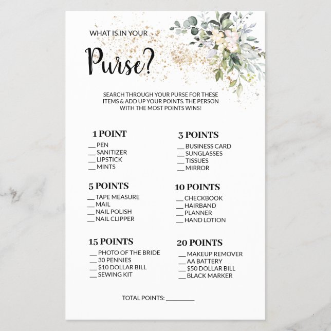 Vad finns i ditt Purble Herbal Shower Game Card? Flygblad (Framsidan)