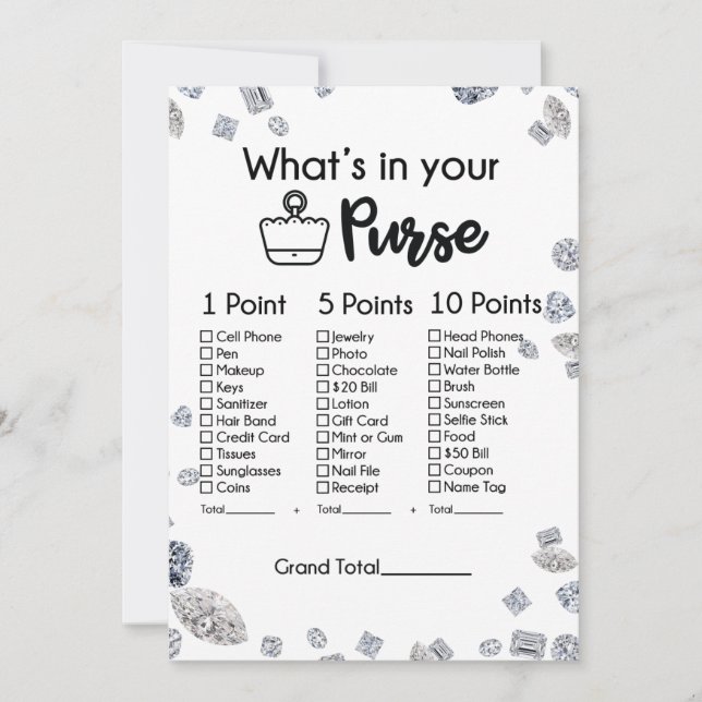 Vad finns i ditt spel för Purse Möhippa Inbjudningar (Framsida)