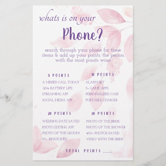 Vad finns på din telefon? Spelkort Flyer (Framsidan)