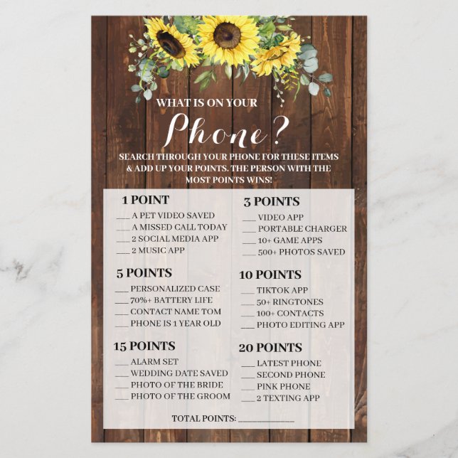 Vad finns på ditt Mobila solrosspelkort? Flygblad (Framsidan)