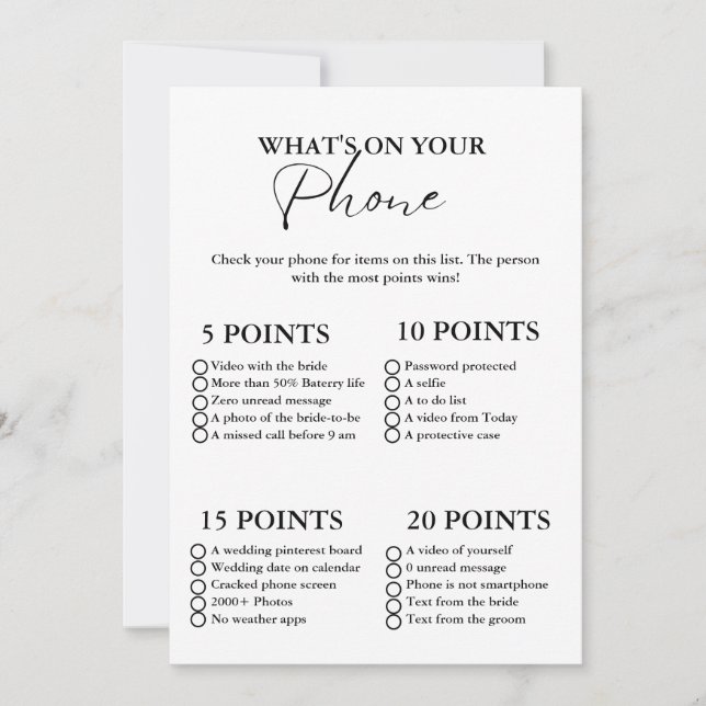 Vad finns på ditt Mobila spelkort för möhippa Inbjudningar (Framsida)