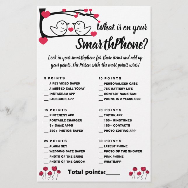 Vad finns på ditt Mobila spelkort Love Bird? Flygblad (Framsidan)