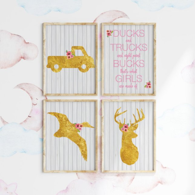 Vad flickor är gjorda av Barnkammar Konst Set Poster (Skapare uppladdad)