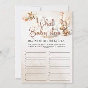 VAD FÖR BABYALFABET Baby Shower Lek Söt Björn Inbjudningar