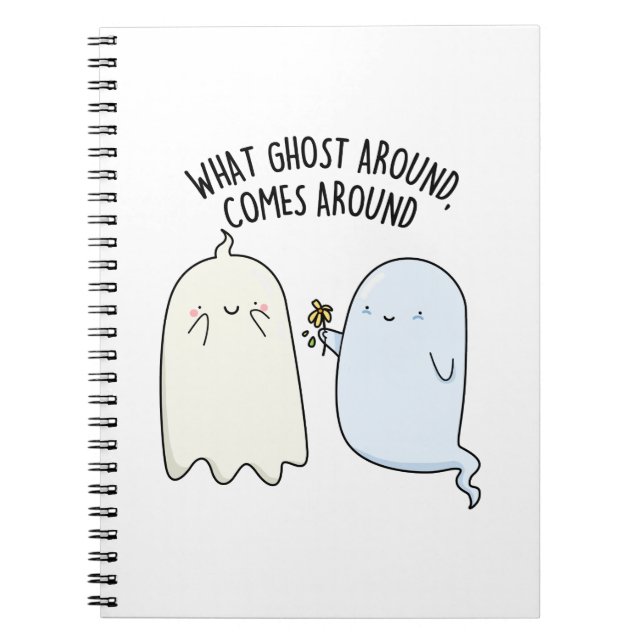 Vad Ghost runt kommer omkring i Halloween Pun Anteckningsbok (Framsidan)