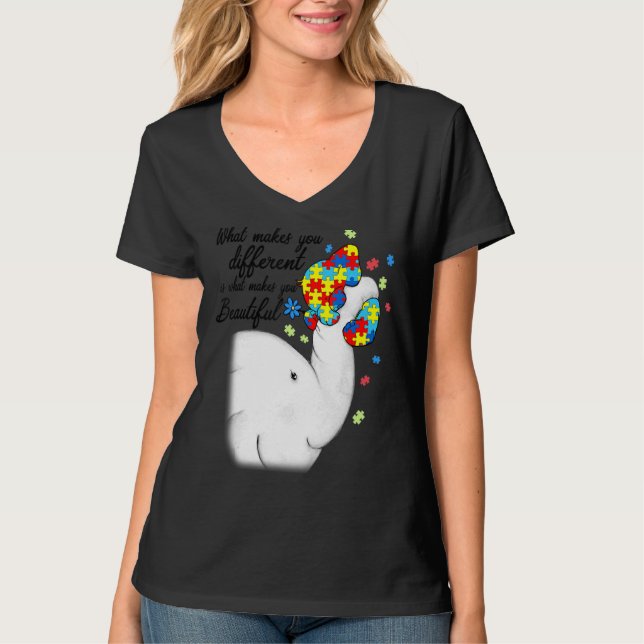 Vad gör dig annorlunda, Elephant Autistic Daughte? T Shirt (Framsida)