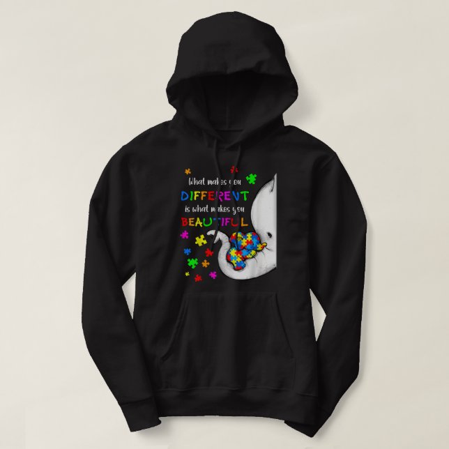 Vad gör dig annorlunda, Elephant Mamma Autism Chil Hoodie (Design framsida)