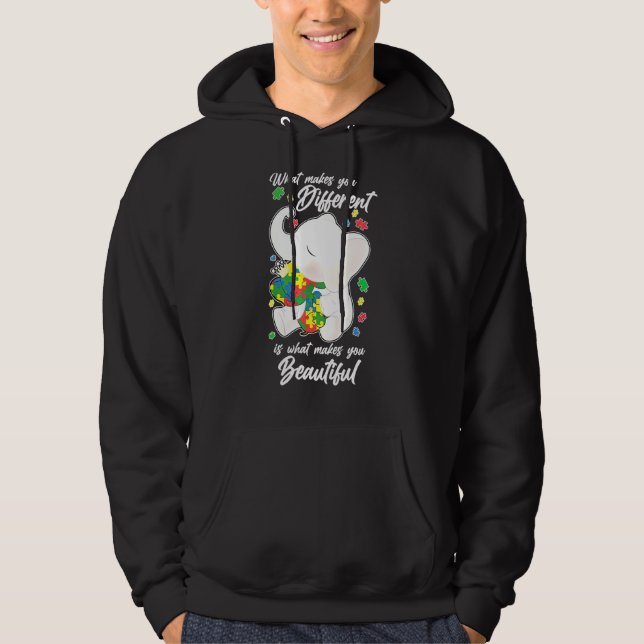 Vad gör dig annorlunda, Elephant Mamma Autism Chil Hoodie (Framsida)