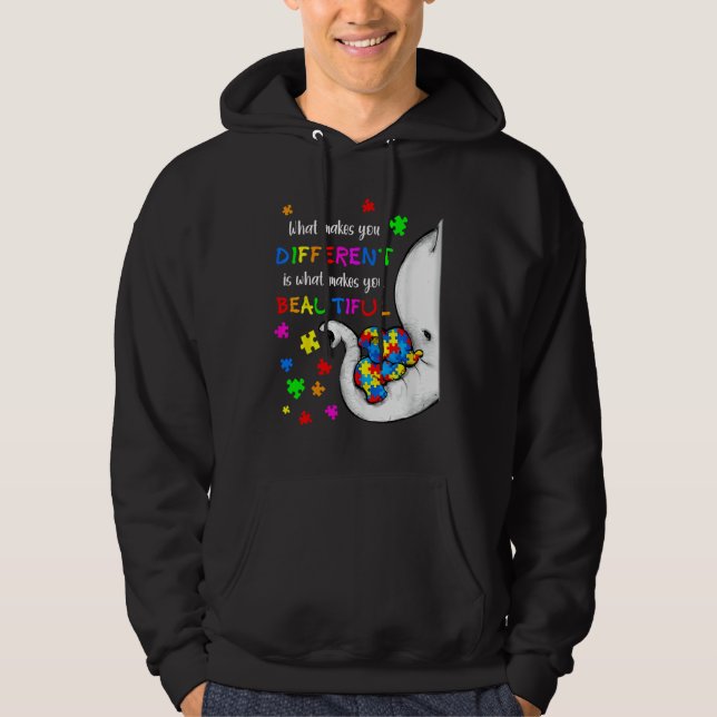 Vad gör dig annorlunda, Elephant Mamma Autism Chil Hoodie (Framsida)