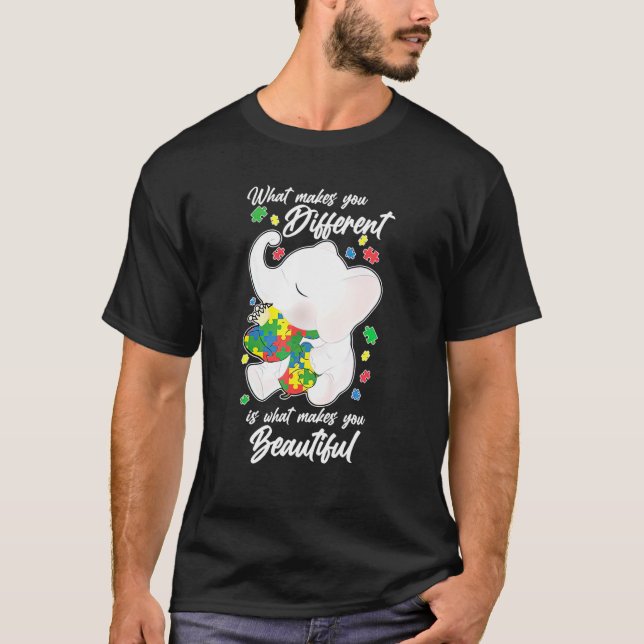 Vad gör dig annorlunda, Elephant Mamma Autism Chil T Shirt (Framsida)
