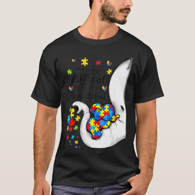 Vad gör dig annorlunda, Elephant Mamma Autism Chil T Shirt (Framsida)