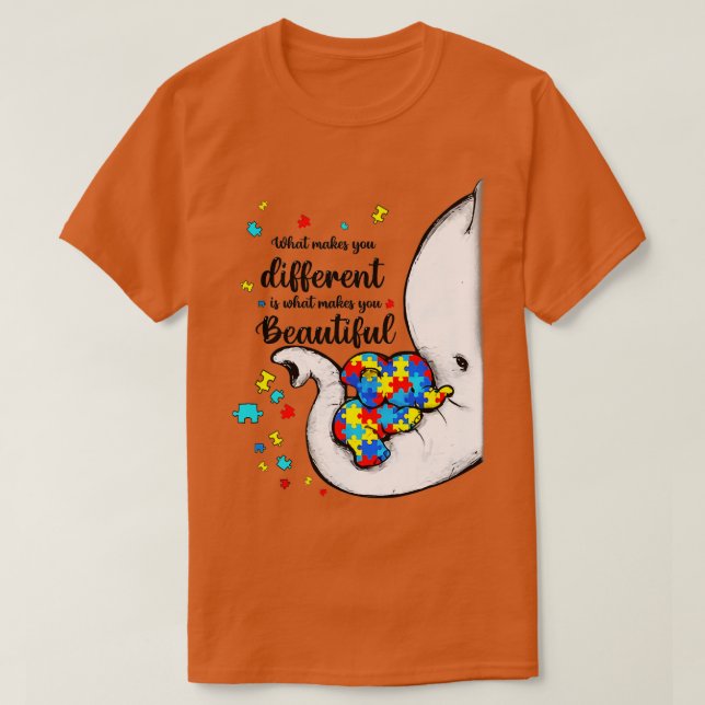 Vad gör dig annorlunda, Elephant Mamma Autism Chil T Shirt (Design framsida)