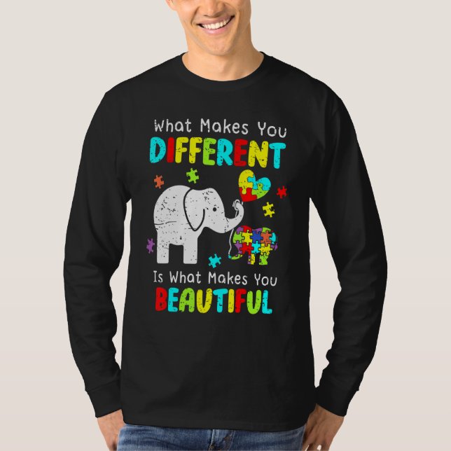 Vad gör dig annorlunda, Elephant Mamma Autism Chil T Shirt (Framsida)