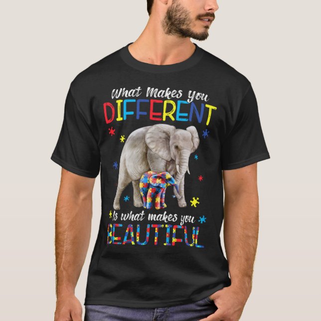 Vad gör dig annorlunda, Elephant Mamma Autism Chil T Shirt (Framsida)