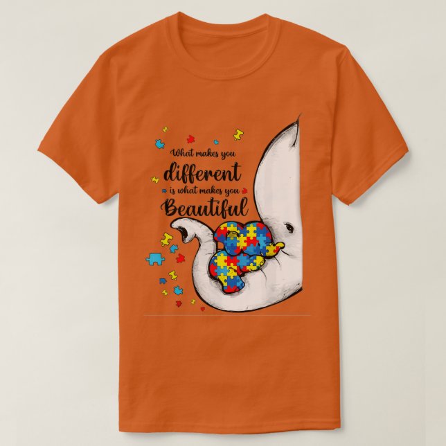 Vad gör dig annorlunda, Elephant Mamma Autism Chil T Shirt (Design framsida)