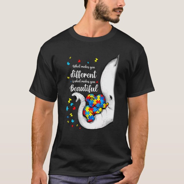 Vad gör dig annorlunda, Elephant Mamma Autism Chil T Shirt (Framsida)