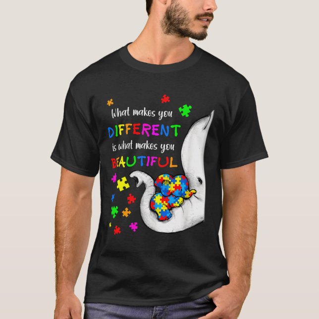 Vad gör dig annorlunda, Elephant Mamma Autism Chil T Shirt (Framsida)