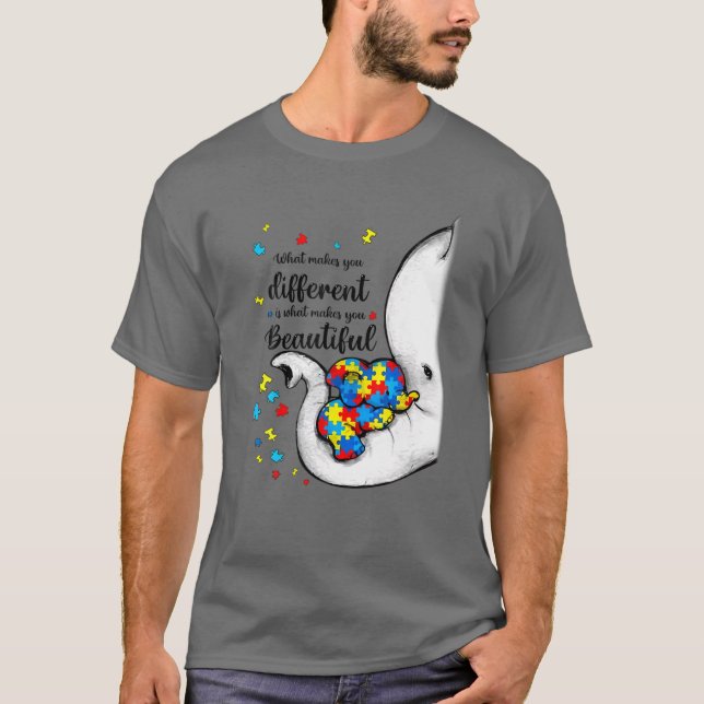 Vad gör dig annorlunda, Elephant Mamma Autism Chil T Shirt (Framsida)