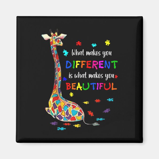 Vad gör dig annorlunda mot Giraffe Mamma Autism Ch Magnet (Framsidan)