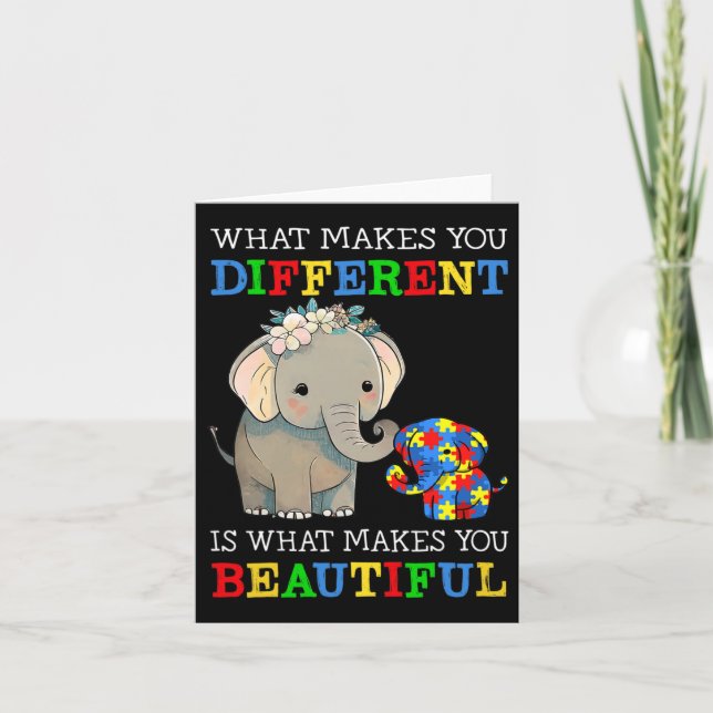 Vad gör dig annorlunda till Elephant Mamma Autism  Kort (Framsida)